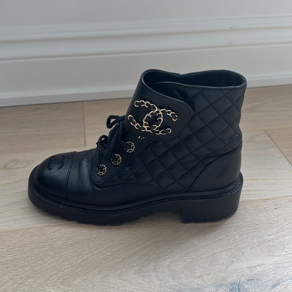 Chanel Black Quilted Leather Ankle Boots - Picture 8 of 14